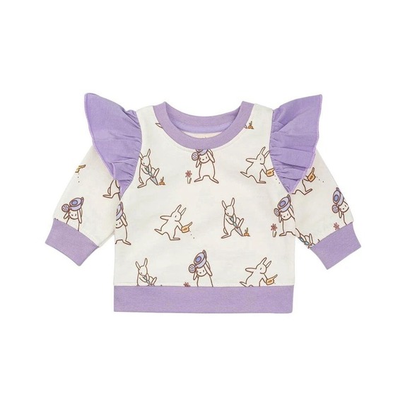 monica + andy Other - Monica + Andy White & Purple Bunny Rabbit‎ Top with Ruffled Detail 18-24 Months